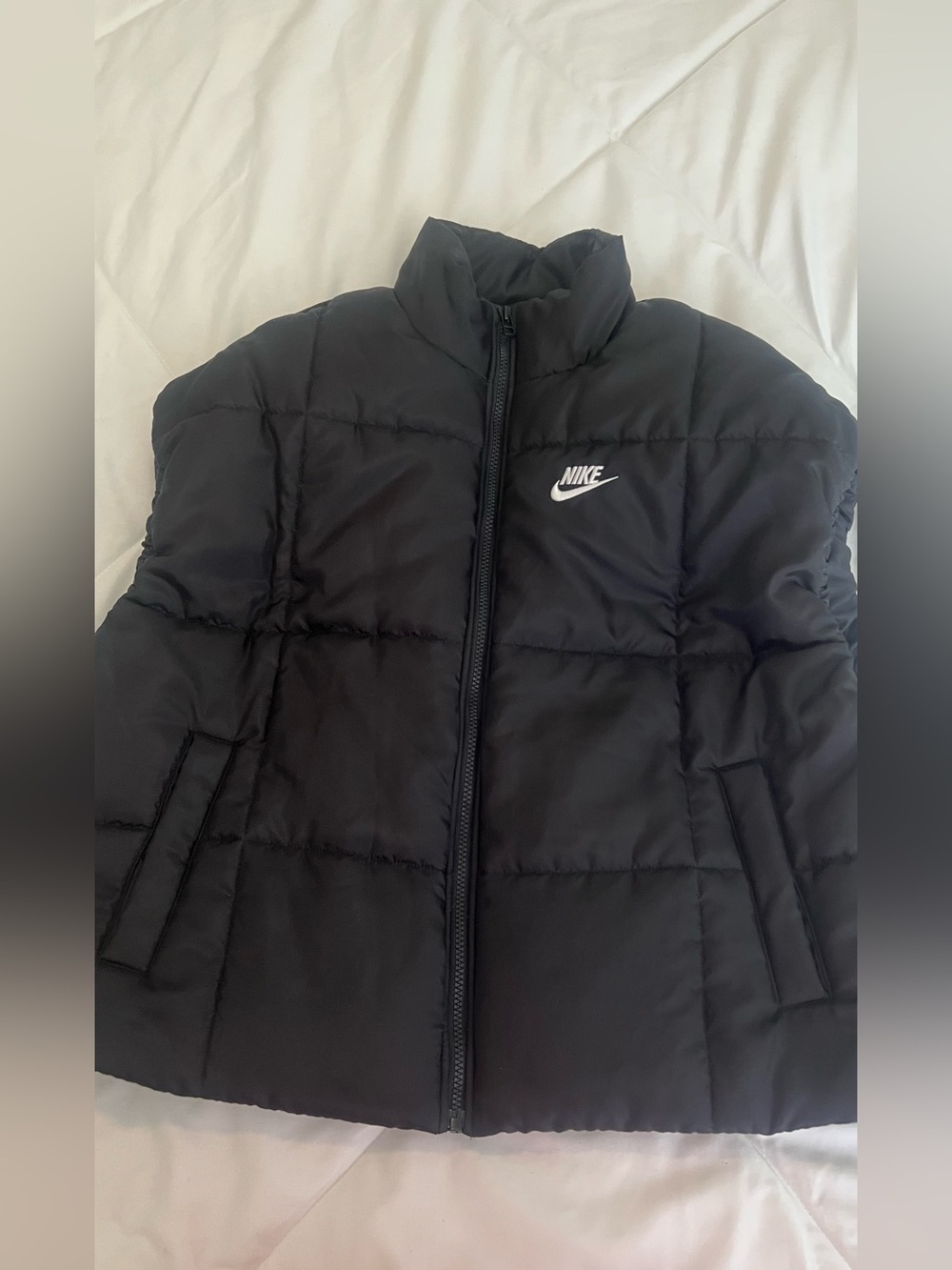 Nike Black Quilted Puffer Vest with White Swoosh